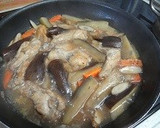 鶏手羽元とごぼうと茄子の甘酢煮作り方5写真