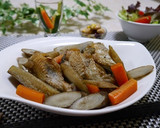 鶏手羽元とごぼうと茄子の甘酢煮作り方6写真