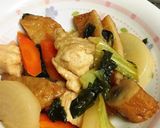 チンゲン菜と大根と鶏肉の煮物作り方4写真