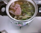 山東菜 もやし 鶏肉の 中華煮込みスープ作り方5写真