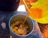 【山ごはん】寒い日に。にんにくのスープ。作り方4写真