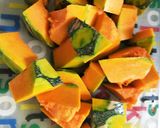 かぼちゃとブロッコリー茎のお味噌汁作り方1写真