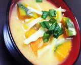 かぼちゃとブロッコリー茎のお味噌汁作り方5写真