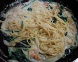 えびとほうれん草のクリームパスタ♪作り方6写真