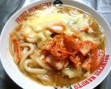 味噌汁でうどんとろけるチーズとキムチのせ作り方5写真