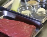 刻み葱と牛もも肉の竜田揚げ。作り方1写真