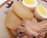 めんつゆで簡単!手羽元と大根の煮物作り方3写真