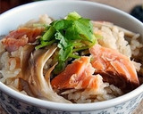 めんつゆで美味♡秋鮭と舞茸の炊き込みご飯作り方8写真
