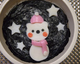 簡単！デコ弁　蒲鉾でくまさん雪だるま弁当作り方6写真