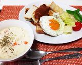 うどんdeカルボナーラ/ほうれん草ソース作り方1写真