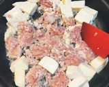 豆腐とひき肉の甘辛味噌そぼろのレタス巻き作り方3写真