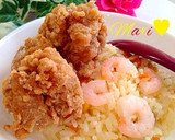 我が家自慢の♡唐揚げのっけエビピラフ作り方3写真