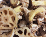 蓮根と茸と豚肉炒め作り方4写真