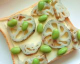 蓮根×枝豆×チーズの和トースト作り方5写真