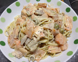 柿の甘みが優しい！柿の柚子胡椒マヨパスタ作り方5写真