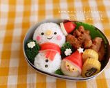 クリスマス キャラ弁♡雪だるまサンタさん作り方6写真
