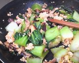 チンゲン菜椎茸マヨ卵の♪オイスター炒め作り方5写真