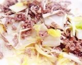 挽き肉と水菜のミルクパスタ作り方9写真
