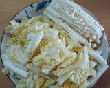 あごだしで！白菜とえのきの味噌汁作り方1写真