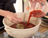 小松菜と豆腐のチゲ鍋 トマトジュース入り作り方5写真