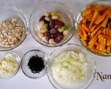 無塩料理☆かぼちゃとお豆の胡麻衣コロッケ作り方1写真