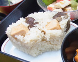 介護食　秋の味覚膳　鮭ときのこごはん作り方1写真