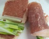 ぶた肉一枚、長ネギ入りボリュームとんかつ作り方4写真