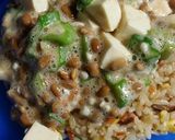 冷凍炒飯で簡単♪オクラ納豆豆腐かけ炒飯作り方18写真