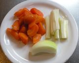 鶏もも肉と人参セロリ野菜クリームパスタ♪作り方1写真