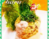 お麩と豆腐のふわもち高菜炒め入り和バーグ作り方2写真