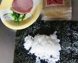 ほうれん草とハムの☆クリスマスおにぎらず作り方1写真