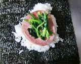 ほうれん草とハムの☆クリスマスおにぎらず作り方3写真
