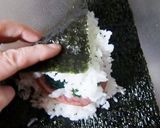 ほうれん草とハムの☆クリスマスおにぎらず作り方4写真