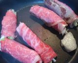 牛肉ネギ巻きすき焼き風作り方4写真