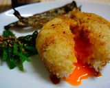 揚げおにぎりの卵かけご飯作り方8写真