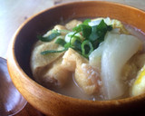 白菜と油揚げの豆乳風スープ作り方6写真