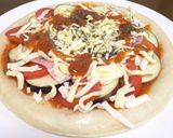 ミートソースで茄子とトマトのピザ作り方1写真