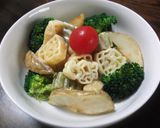 マカロニのカルボナーラソースかけ作り方4写真