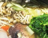 うんまい、鯛のあら鍋菜の花付き作り方6写真