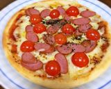 ミートソースで茄子とトマトのピザ作り方5写真
