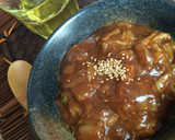 簡単熱々！白菜と豚コマの麻婆丼作り方6写真