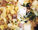 白菜と豚挽肉の濃く旨味噌炒め作り方4写真