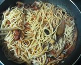 ベーコンと茄子の簡単！トマトソースパスタ作り方7写真
