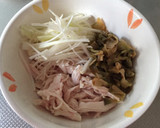 簡単！鶏胸肉とザーサイの和え物。作り方3写真
