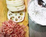 辛子醤油をつけてね♡れんこんの挟み揚げ♡作り方1写真