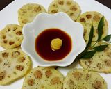 辛子醤油をつけてね♡れんこんの挟み揚げ♡作り方5写真