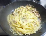 簡単！ゴマとひき肉とキノコのパスタ作り方7写真