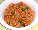 レンジで簡単❗鶏ひき肉のチキンライス作り方3写真