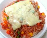 レンジで簡単❗鶏ひき肉のチキンライス作り方4写真