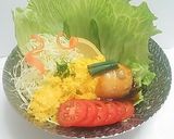 野菜サラダと半熟卵　粉末調味料　添え作り方6写真